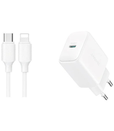 Baltas 20W 1xUSB-C pakrovėjas + USB-C - Lightning 100cm laidas "Joyroom JR-TCF20"