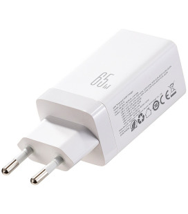 Baltas 65W 1xUSB-A + 2xUSB-C pakrovėjas + USB-C - USB-C 120cm laidas "Joyroom JR-TG10 GaN"