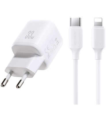 Baltas 33W 1xUSB-A + 1xUSB-C pakrovėjas + USB-C - Lightning 100cm laidas "Joyroom JR-TG7"