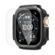 Juodas dėklas + stikliukas Apple Watch Ultra 1 / 2 / 3 (49 mm) laikrodžiui "Spigen Rugged Armor & Tempered Glass"