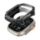 Juodas dėklas + stikliukas Apple Watch Ultra 1 / 2 / 3 (49 mm) laikrodžiui "Spigen Rugged Armor & Tempered Glass"