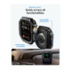 Juodas dėklas + stikliukas Apple Watch Ultra 1 / 2 / 3 (49 mm) laikrodžiui "Spigen Rugged Armor & Tempered Glass"