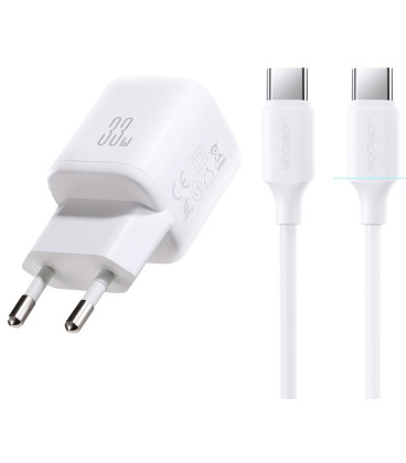 Baltas 33W 1xUSB-A + 1xUSB-C pakrovėjas + USB-C - USB-C 100cm laidas "Joyroom JR-TG7"