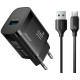Juodas 18W 1xUSB-A pakrovėjas + USB-A - USB-C 100cm laidas "Joyroom JR-TF4"