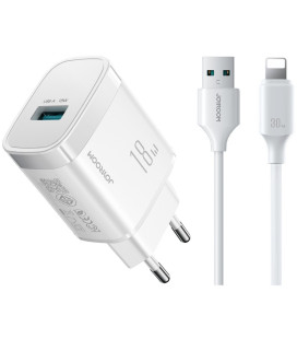 Baltas 18W 1xUSB-A pakrovėjas + USB-C - Lightning 100cm laidas "Joyroom JR-TF4"