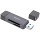 Pilkas atminties kortelių skaitytuvas USB-C + USB-A 2-in-1 USB2.0 "Hoco HB45"