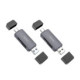 Pilkas atminties kortelių skaitytuvas USB-C + USB-A 2-in-1 USB2.0 "Hoco HB45"