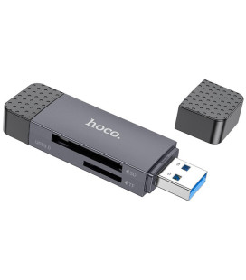 Pilkas atminties kortelių skaitytuvas USB-C + USB-A 2-in-1 USB3.0 "Hoco HB45"