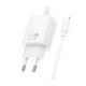 Baltas 30W GaN 1xUSB-C + 1xUSB-A pakrovėjas + USB-C - Lightning 100cm laidas "Hoco N63"