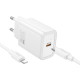 Baltas 30W GaN 1xUSB-C pakrovėjas + USB-C - Lightning 100cm laidas "Hoco N62"
