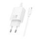 Baltas 30W GaN 1xUSB-C pakrovėjas + USB-C - USB-C 100cm laidas "Hoco N62"