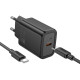 Juodas 30W GaN 1xUSB-C pakrovėjas + USB-C - USB-C 100cm laidas "Hoco N62"