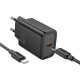 Juodas 20W GaN 1xUSB-C pakrovėjas + USB-C - USB-C 100cm laidas "Hoco N60"