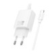 Baltas 20W GaN 1xUSB-C pakrovėjas + USB-C - USB-C 100cm laidas "Hoco N60"