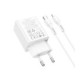 Baltas 1xUSB-C + 1xUSB-A 30W GaN pakrovėjas + USB-C - Lightning 100cm laidas "Hoco N71"