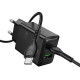 Juodas 30W GaN 1xUSB-C + 1xUSB-A pakrovėjas + USB-C - USB-C 100cm laidas "Hoco N71"