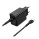 Juodas 30W GaN 1xUSB-C + 1xUSB-A pakrovėjas + USB-C - USB-C 100cm laidas "Hoco N71"