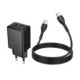 Juodas 30W GaN 1xUSB-C + 1xUSB-A pakrovėjas + USB-C - USB-C 100cm laidas "Hoco N71"