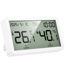 Baltas elektroninis laikrodis su higrotermometru "Hoco HX42"