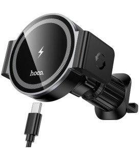 Juodas automobilinis telefono laikiklis su 15W belaidžio krovimo funkcija "Hoco HW35 MagSafe"