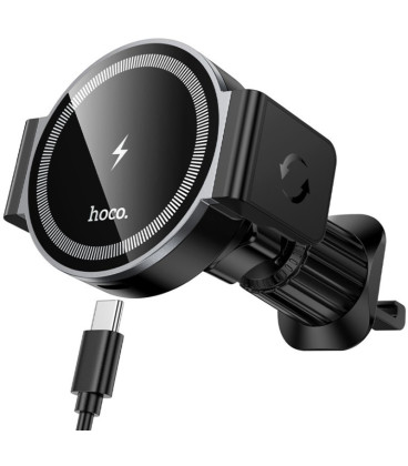 Juodas automobilinis telefono laikiklis su 15W belaidžio krovimo funkcija "Hoco HW35 MagSafe"