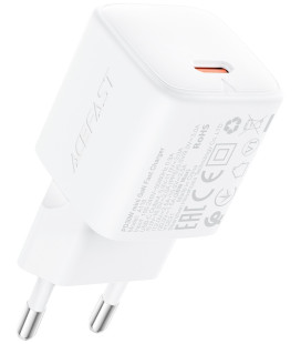 Baltas 1xUSB-C (PD/QC/FCP/AFC) 30W GaN pakrovėjas "Acefast A118"