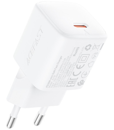 Baltas 1xUSB-C (PD/QC/FCP/AFC) 30W GaN pakrovėjas "Acefast A118"