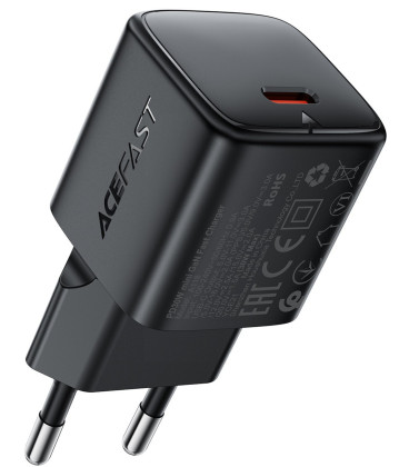Juodas 1xUSB-C (PD/QC/FCP/AFC) 30W GaN pakrovėjas "Acefast A118"