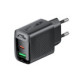 Juodas 1xUSB-A + 1xUSB-C (PD/QC/FCP/AFC) 30W GaN pakrovėjas "Acefast A98"