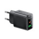 Juodas 1xUSB-A + 1xUSB-C (PD/QC/FCP/AFC) 30W GaN pakrovėjas "Acefast A98"
