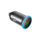 Pilkas 1xUSB-A + 1xUSB-C 65W automobilinis pakrovėjas "Acefast B15"
