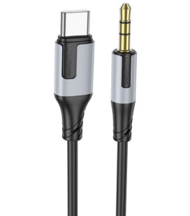 Juodas audio laidas USB-C - 3,5mm "Borofone BL19"