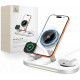 Baltas belaidis 25W pakrovėjas - stovas "Tech-Protect A51 Arcticboost 3in1 Magnetic Magsafe QI2.2"