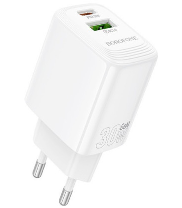 Baltas 30W 1xUSB-A + 1xUSB-C pakrovėjas "Borofone BN29"
