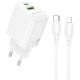 Baltas 30W 1xUSB-A + 1xUSB-C pakrovėjas + 100cm USB-C - Lightning laidas "Borofone BN29"