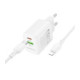 Baltas 30W 1xUSB-A + 1xUSB-C pakrovėjas + 100cm USB-C - Lightning laidas "Borofone BN29"