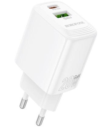 Baltas 20W 1xUSB-A + 1xUSB-C pakrovėjas "Borofone BN27"