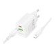 Baltas 20W 1xUSB-A + 1xUSB-C pakrovėjas + 100cm USB-C - Lightning laidas "Borofone BN27"