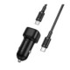 Juodas automobilinis 38W USB-C + USB-A pakrovėjas + 100cm USB-C - USB-C laidas "Borofone BZ34B"