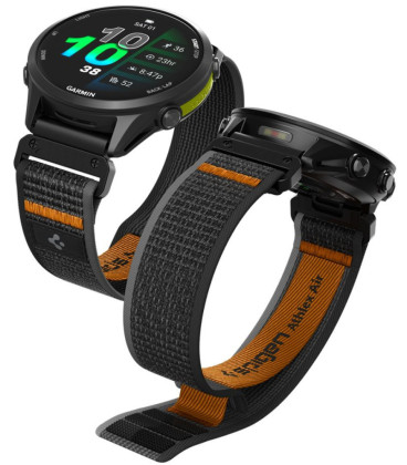 Juoda / oranžinė apyrankė Garmin Quickfit 22mm laikrodžiui "Spigen Athlex Air"