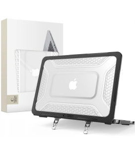 Juodas / skaidrus dėklas Apple MacBook Neo 13 2026 kompiuteriui "Tech-Protect Kevlar Pro"