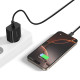 Juodas 1xUSB-C PD QC 45W GaN4 pakrovėjas + 100cm USB-C - USB-C laidas "Blavec Wall Charger BC-7"