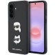Juodas dėklas Samsung Galaxy A37 telefonui "Karl Lagerfeld Liquid Silicone Metal Karl and Choupette Case"