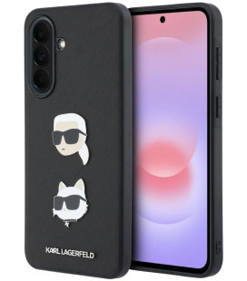Juodas dėklas Samsung Galaxy A37 telefonui "Karl Lagerfeld Liquid Silicone Metal Karl and Choupette Case"