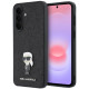 Juodas dėklas Samsung Galaxy A37 telefonui "Karl Lagerfeld Fixed Glitter Metal Ikonik Case"