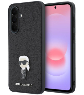 Juodas dėklas Samsung Galaxy A37 telefonui "Karl Lagerfeld Fixed Glitter Metal Ikonik Case"