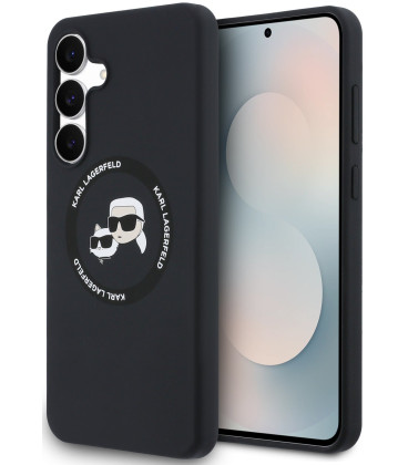 Juodas dėklas Samsung Galaxy S25 FE telefonui "Karl Lagerfeld Liquid Silicone K&CH Heads MagSafe Case"