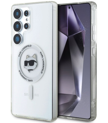 Skaidrus dėklas Samsung Galaxy S25 Ultra telefonui "Karl Lagerfeld IML Choupette Head MagSafe Case"