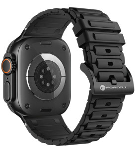 Juoda apyrankė Apple Watch (44 / 45 / 46 / 49 mm) laikrodžiams "Forcell Silicone Strap"