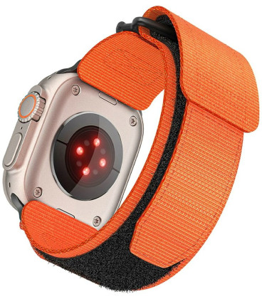 Oranžinė apyrankė Apple Watch (44 / 45 / 46 / 49 mm) laikrodžiams "Forcell Outdoor Sport Velcro Nylon"